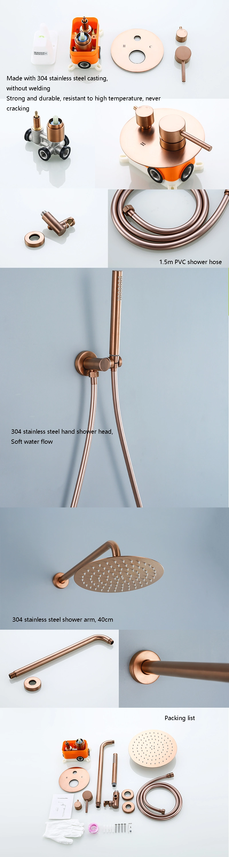 Two-Function Shower Mixer Set with Shower Head and Hand Shower